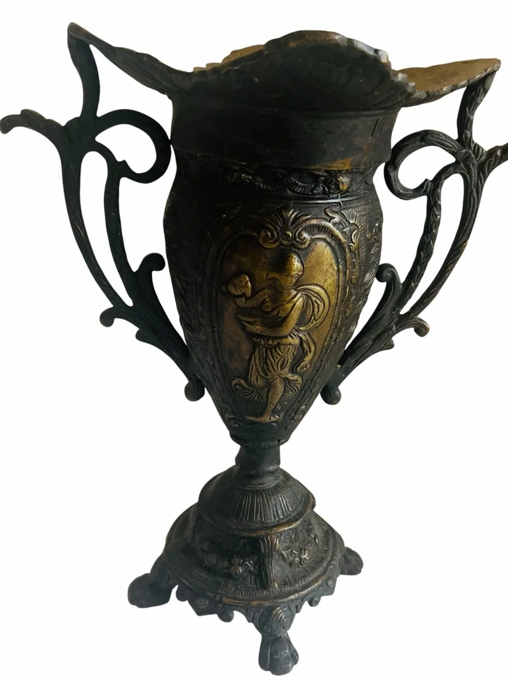Antique Ornate Double Handle Vase -